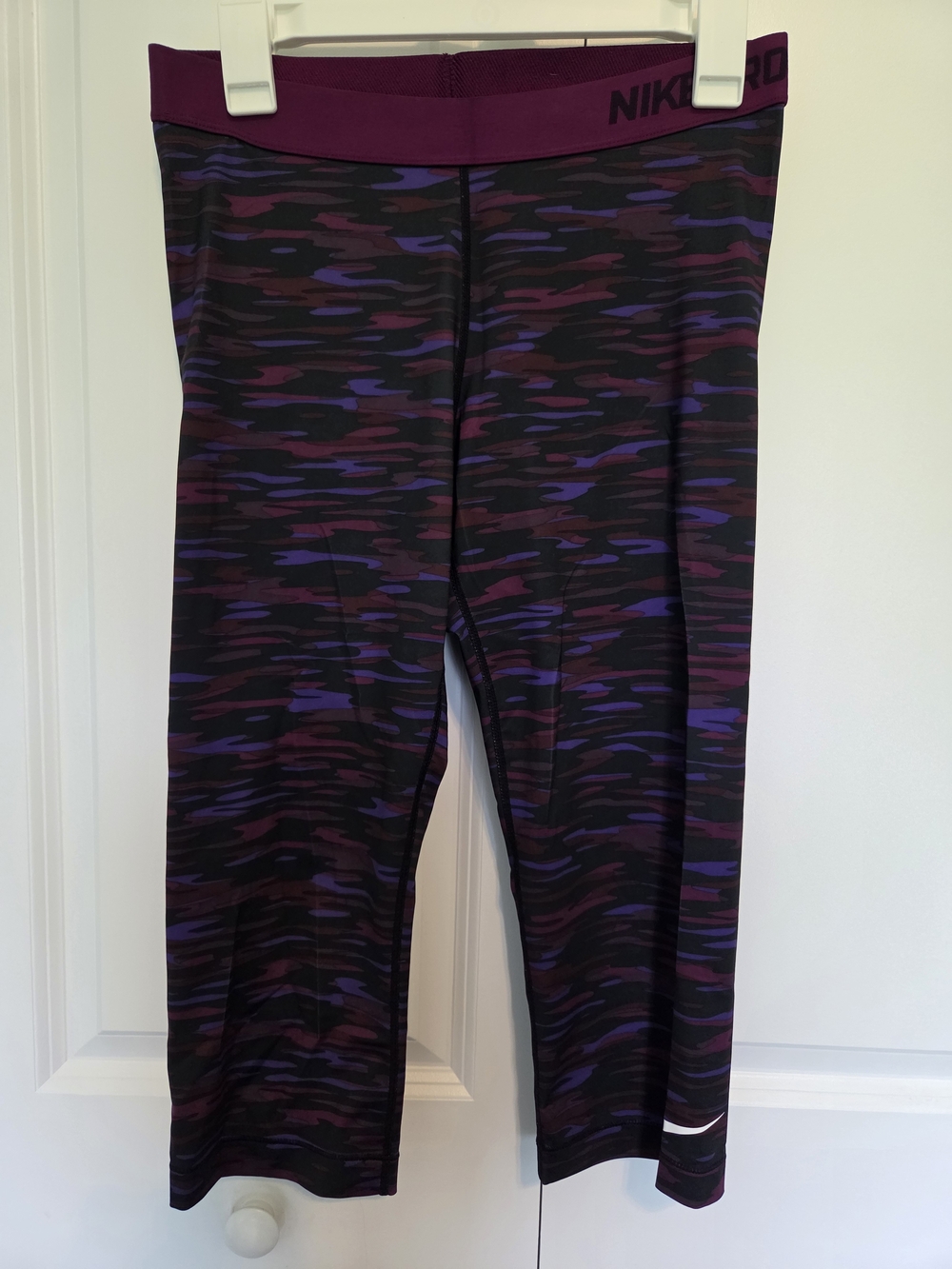 Nike Purple and Black Camo Capri Leggings